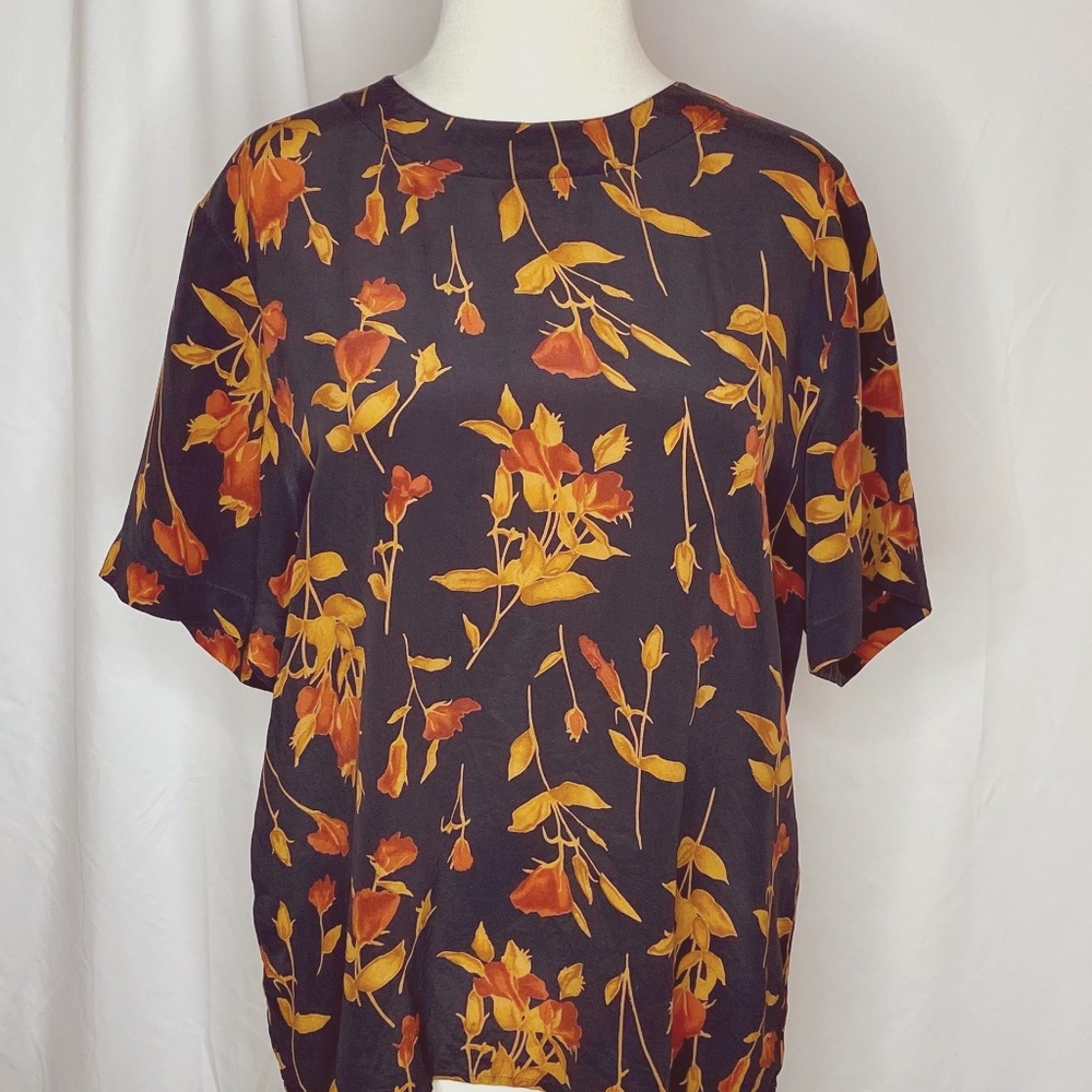 ANNA AND FRANK Silk Blouse Top - floral (S)